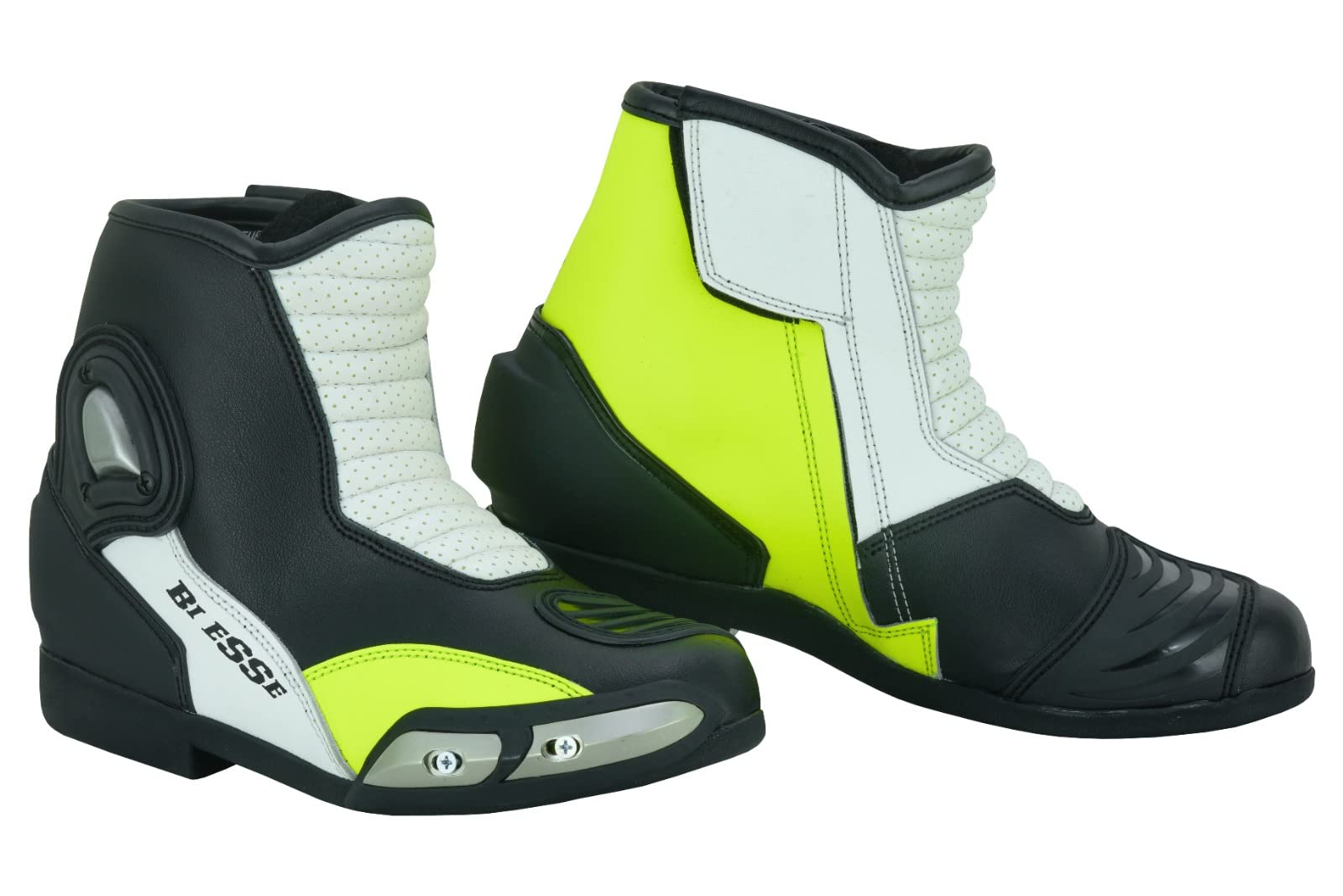BI ESSE Scarpe da Moto Stivaletti in Pelle Traforato con Slider