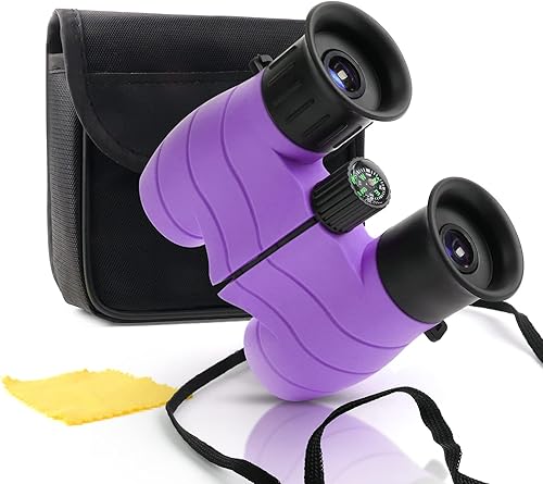 Scotamalone Binoculares para niños reales con brújula juguete de 8 x 21 pulgadas regalo binoculares reales para niños de 3 a 12 años telescopio de