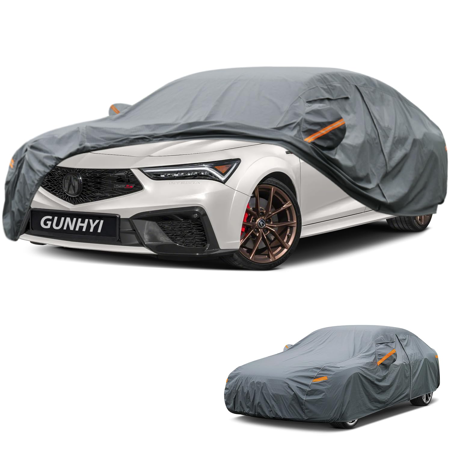 GUNHYI Premium Car Cover Custom Fit Acura Integra Sedan(1986-2001), 16 Layers Heavy Duty Car Cover Waterproof All Weather with Zipper Door for Sun Rain Snow Dust Uv Protection