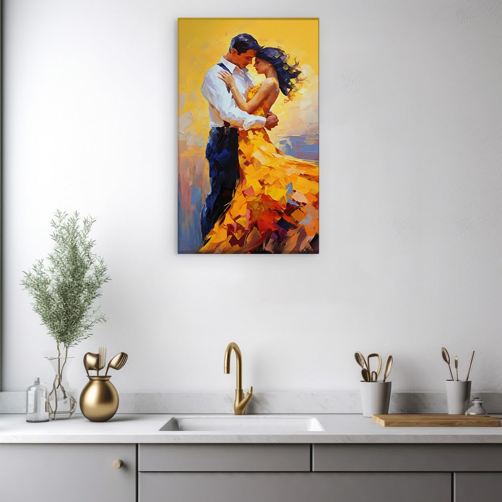 Canvas for Living room. Dancing by the Sea � A Tale of Romance in the Embrace of Nature, 27 x 18 inch Canvas Wall Art - Contemporary Masterpieces - Modern Home Decor - 69x46 cm (27x18 inch)