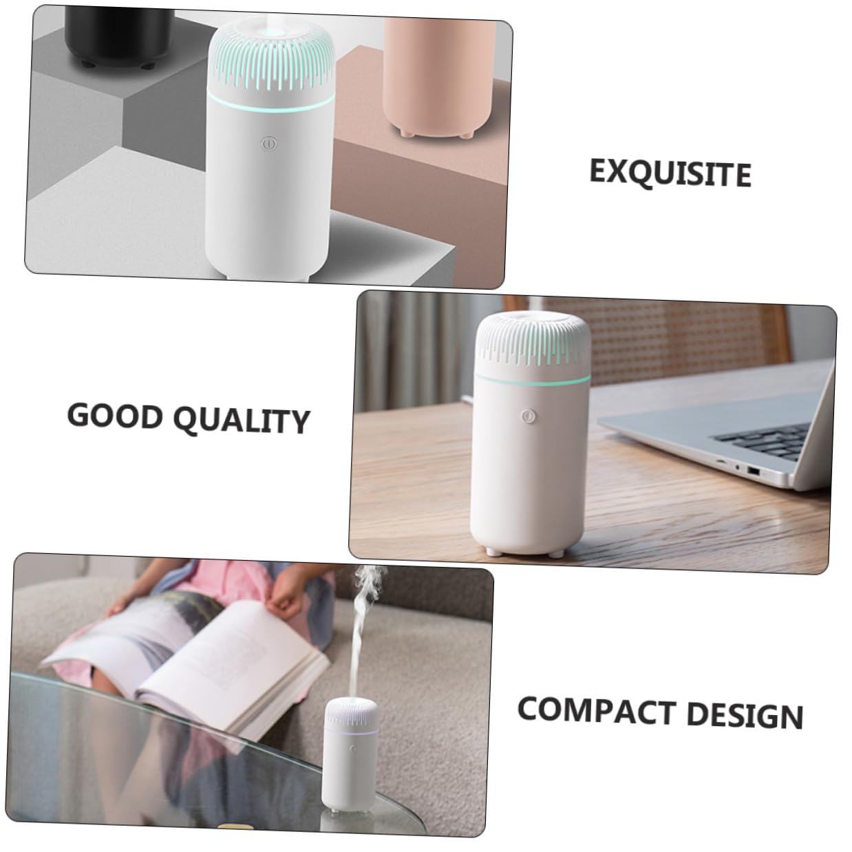 Homoyoyo Difusor de Aromaterapia para Coche Mini Humidificador Ultrasónico Portátil Difusor de Aceite Esencial Silencioso para Ambiente Interior Mejora el Aire y Ambiente Familiar