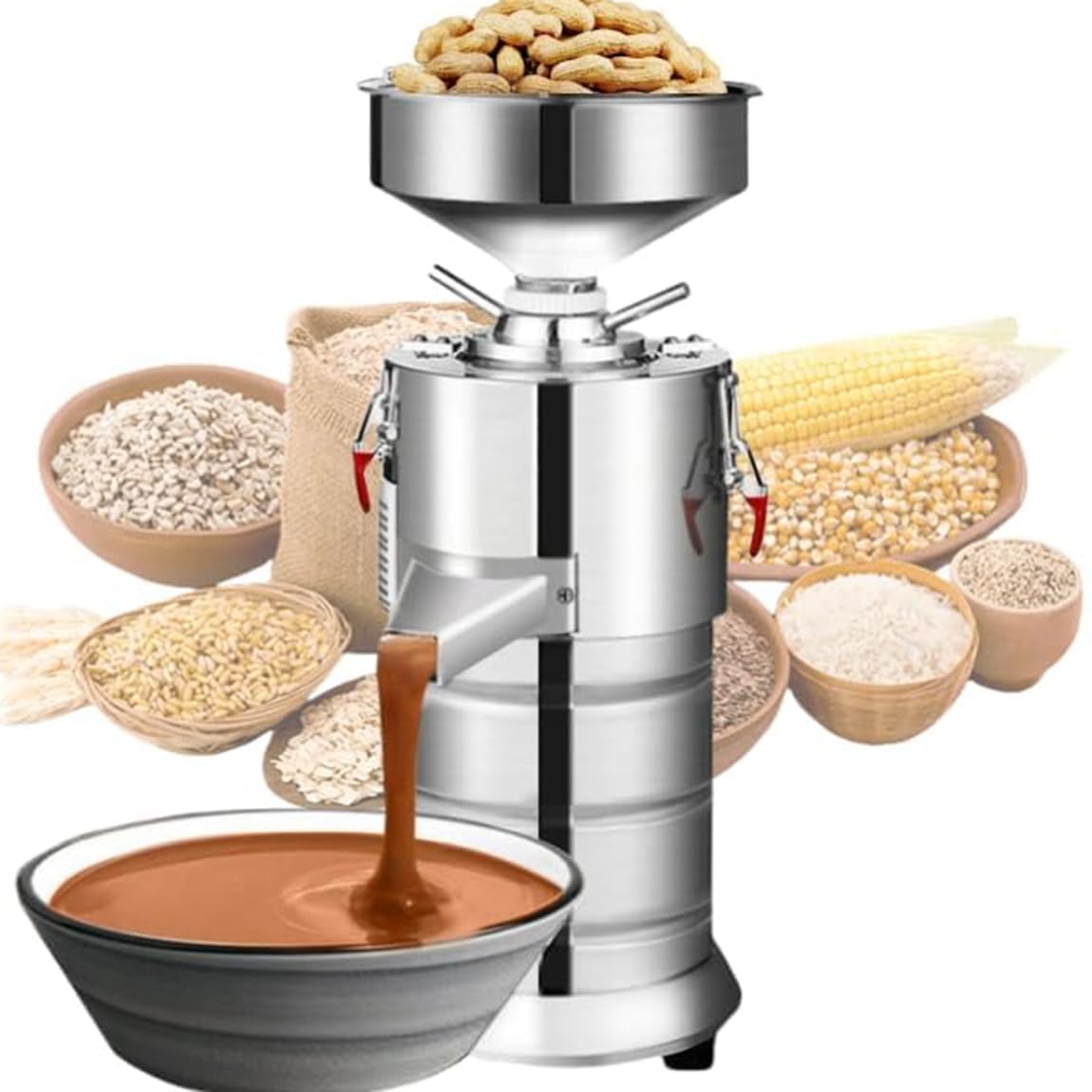 Máquina de molienda de sésamo y maní comercial profesional, molino eléctrico multifuncional para pasta de sésamo y granos, adecuado para maní, semillas de sésamo, nueces y cualquier grano