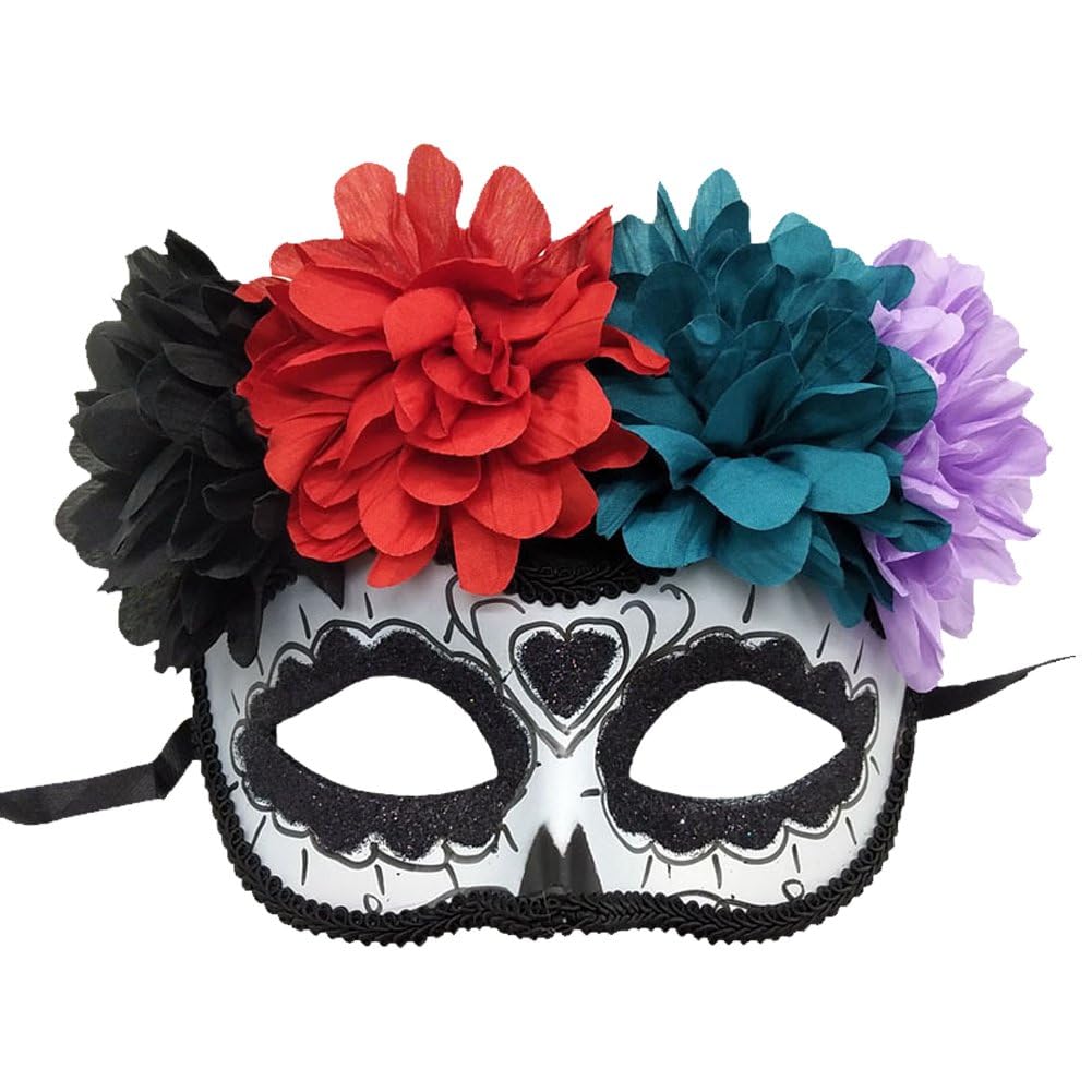 Brxmpn Day of the Dead Mask Halloween Masquerade Mask Funny Cosplay Eyemask for Women and Men DΓa De Los Muertos Party Accessories