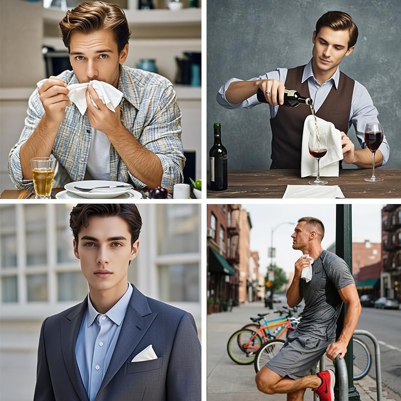 24 PCS 16'' x 16''Handkerchiefs for men 100% Soft Cotton White Hankie handkerchief bulk father's day gifts (24pcs 16'' x 16'') - Image 5