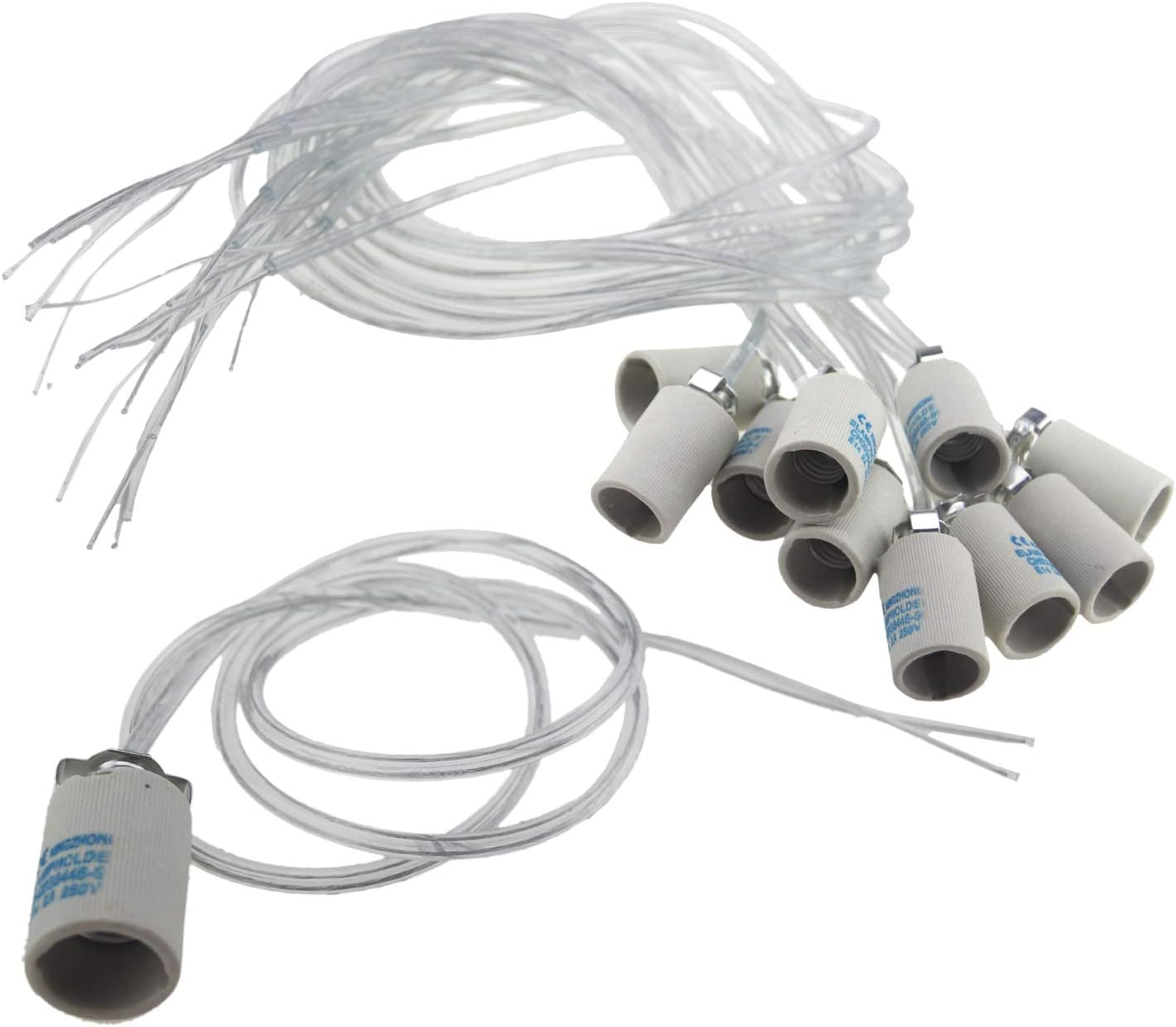 Free Shipping Offer 10pcs Ceramic Standard Medimun Screw Base Socket E14 Bulb Holders With Wire for Hot Halogen Bulb (E14 10pcs)