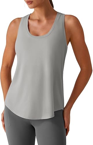 G4Free Lyocell Workout Racerback Tank Tops Loose Fit Athletic Tanks Hip Length Gym Running Top