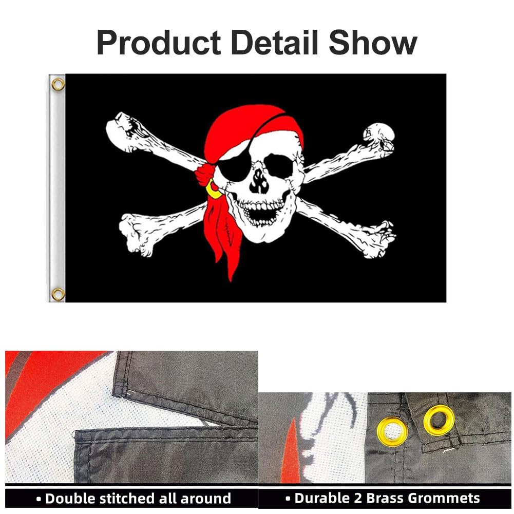 Bandiera Piratas Tessuto da Esterno,Bandiera Pirata Jolly Roger per Decorazione,Bandieradei Pirati con Teschio,2PC