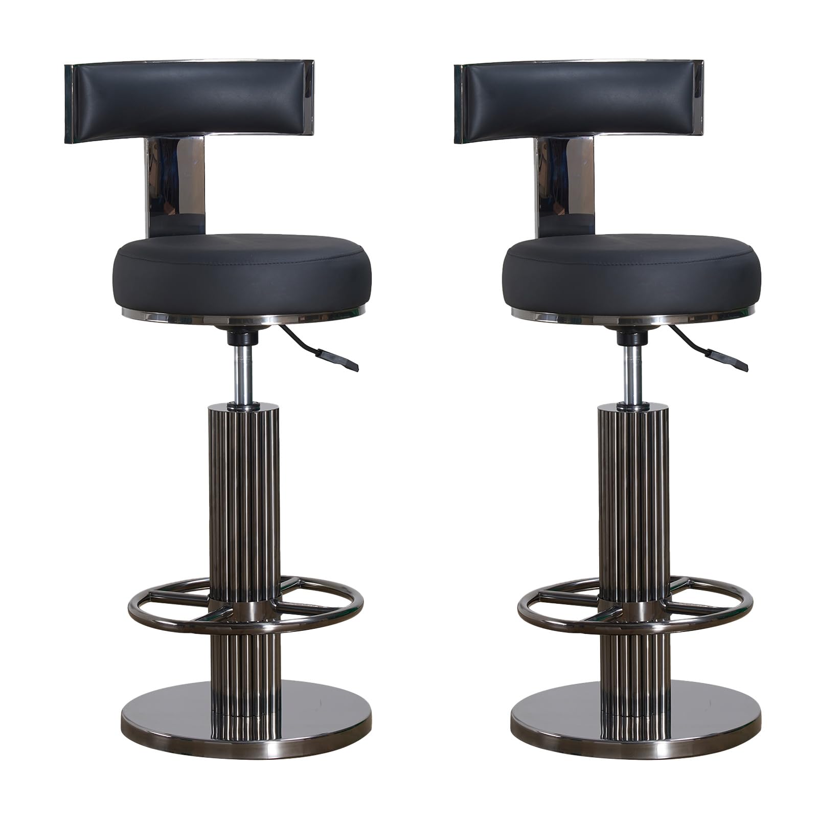 FUNROLUX Bar Stool Set of 2, Adjustable Swivel Counter Height Stools Black
