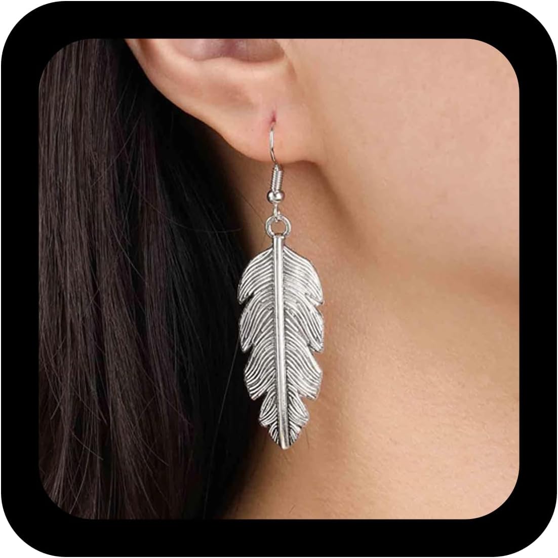 Vintage Filigree Leaf Drop Earrings Silver Hammered Feather Earrings Metal Leaf Dangle Hook Earrings Textured Leaf Earrings Jewelry for Women