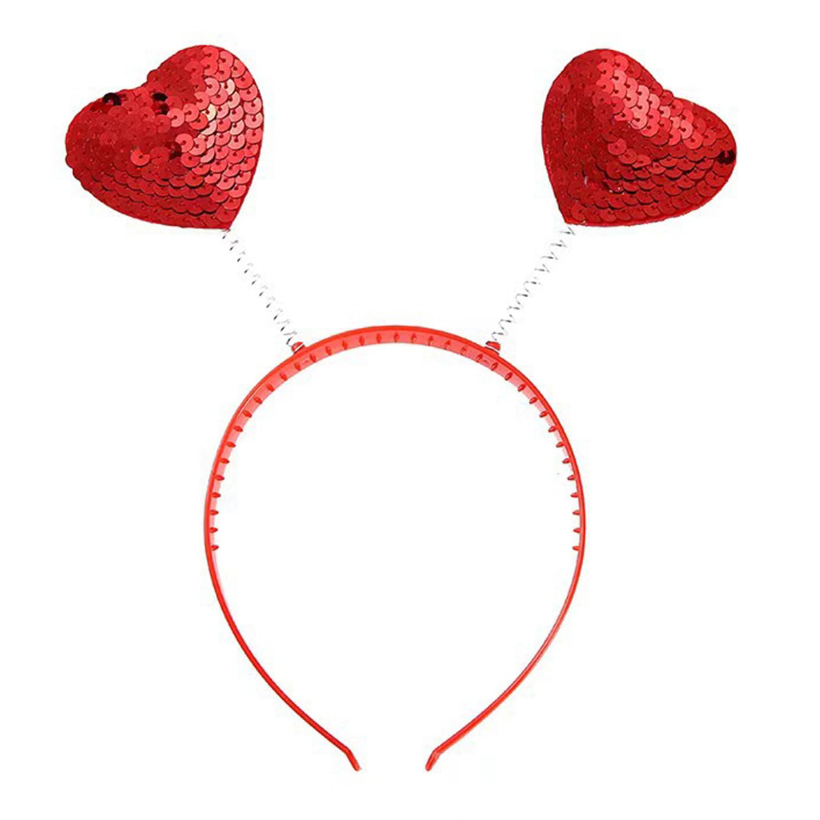 Purplelily Women's A Heart Headband Valentines Day Headband Sequins Love Heart Bopper Hair Hoop Wedding Headdress Headpiece Party Supplies Hair Styling Tools