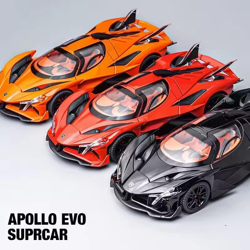 Samtop 1:32 Big Diecast Apollo Project EVO Metal Pull Back Car with 6 Openable Doors with Sound and Light Toy Decoration Car Best Gift Toys for Kids 3