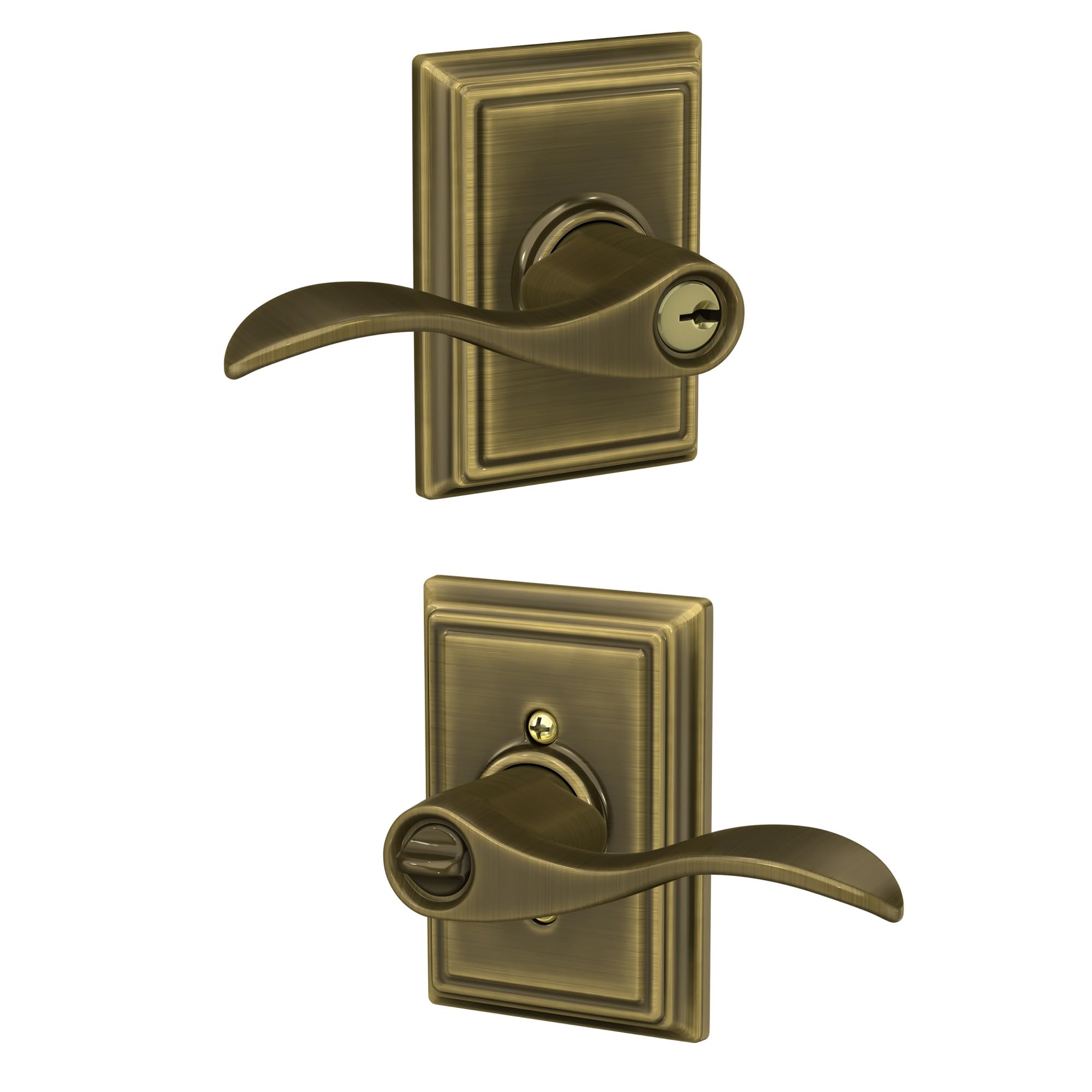 SCHLAGE Accent Lever with Addison Trim Keyed Entry Lock in Antique Brass