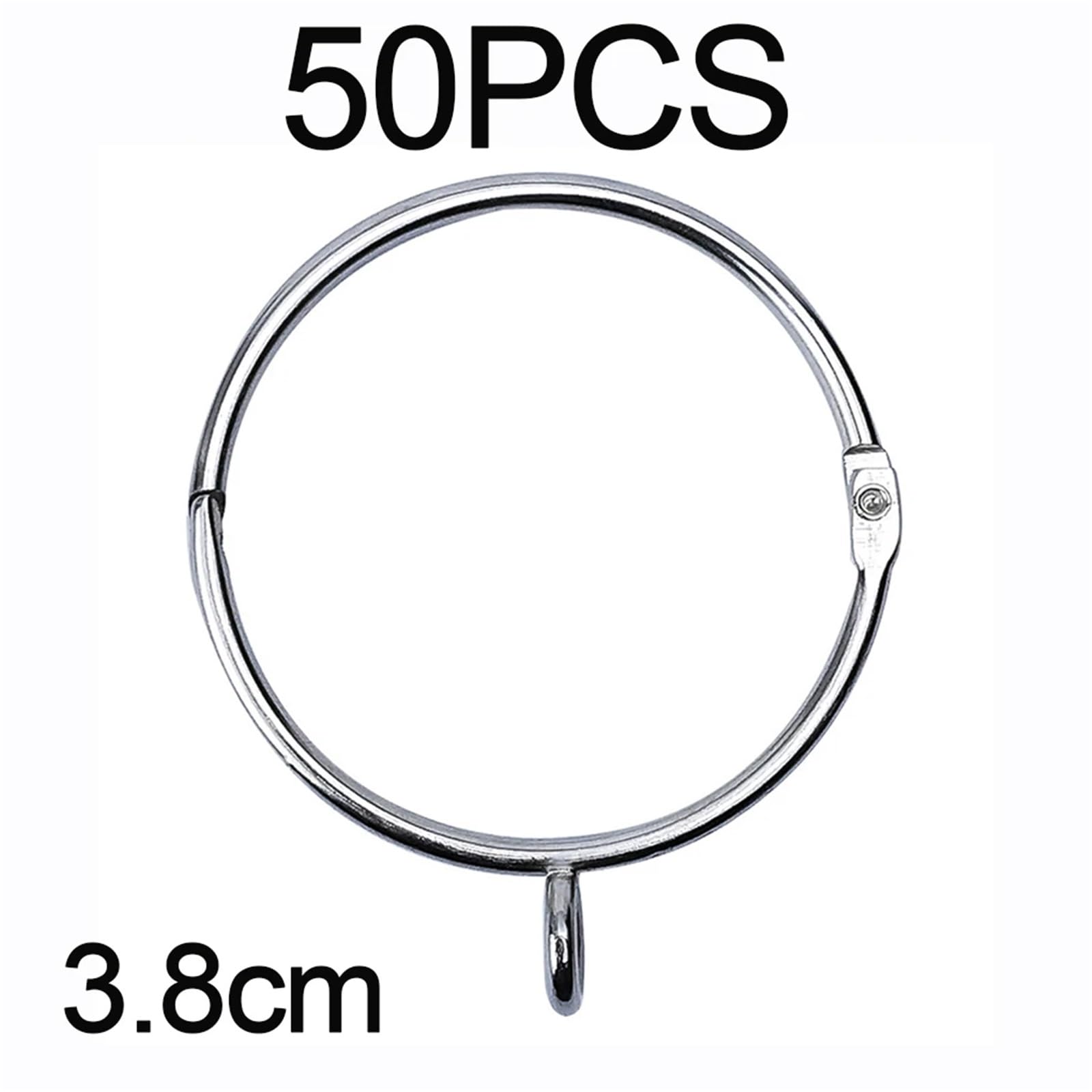 Confezione da 50 anelli for tende in metallo for aste for finestre, for porte e doccia, appendere, 3,8 cm Adatto per tende e tende da doccia