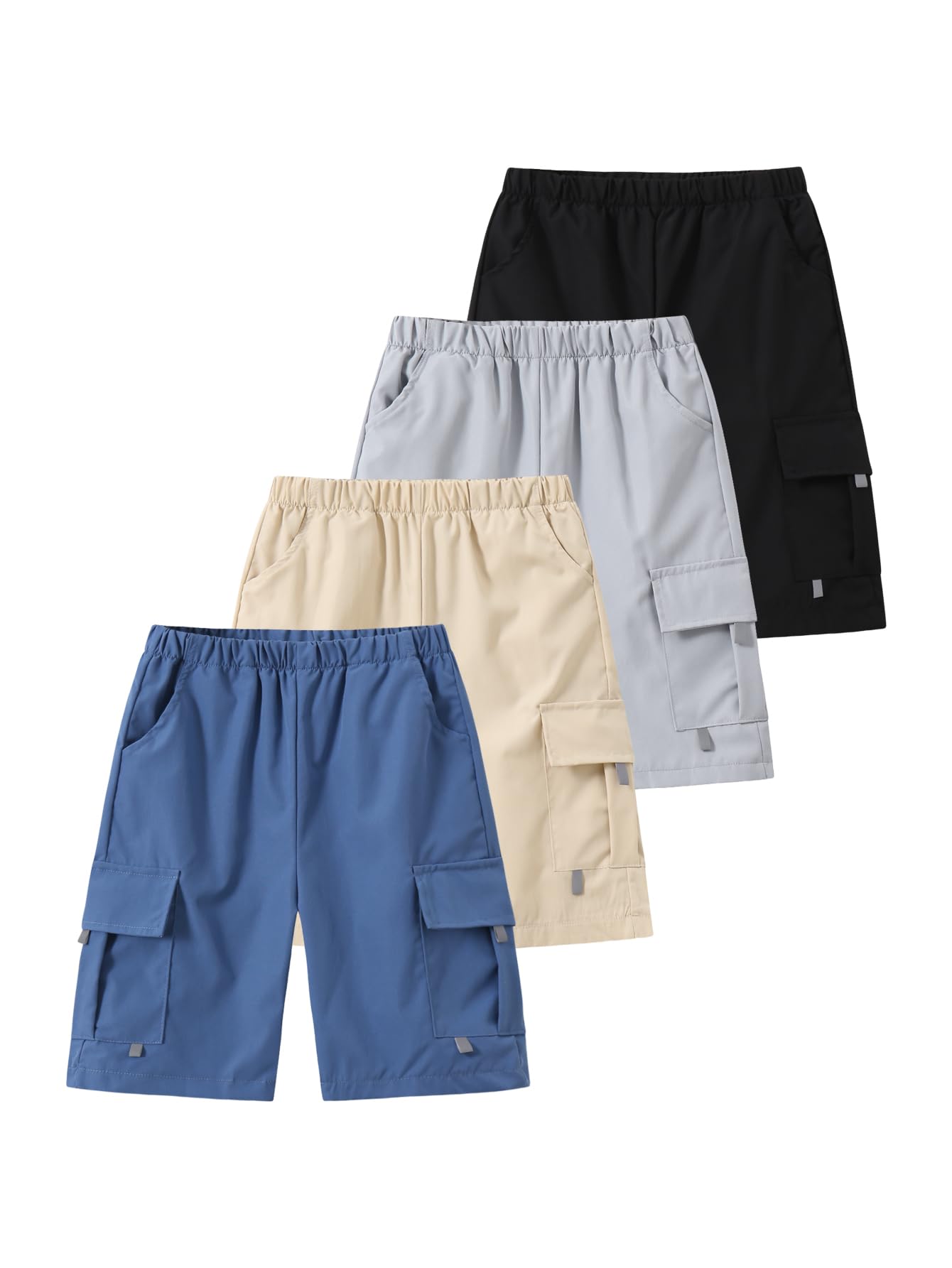 4 Pack Boys Pull on Jogger Shorts Cargo Shorts with Pocket 3-14Y