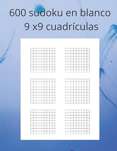600 sudoku en blanco 9 x9 cuadrículas Papel de hojas de cuadrículas de sudoku en blanco, 6 cuadrículas por página, regalo de Sudoku para niños