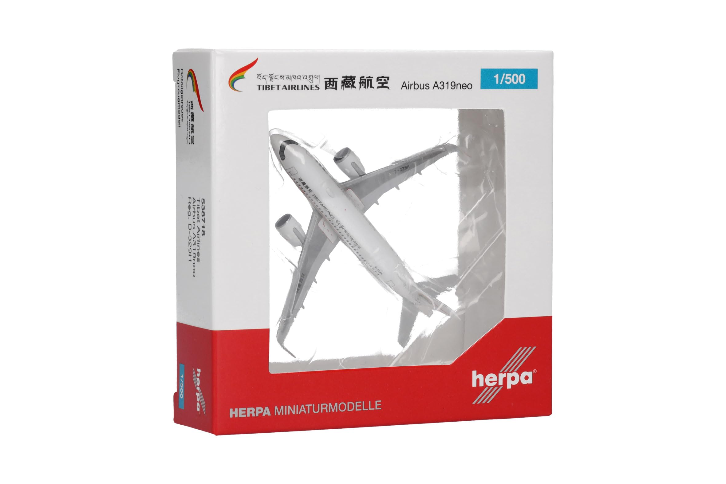 Herpa aereo in miniatura Tibet Airlines Airbus A319neo, miniatura in scala 1:500, pezzo da collezione, modello di aereo senza base, metallo
