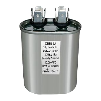 10uF/MFD 370/440VAC CBB65 Oval Run Start Capacitors for AC Motor Operation, AC Motor Operation, Fan Start, Cooling or Heat Pump Air Conditioning Capacitors.