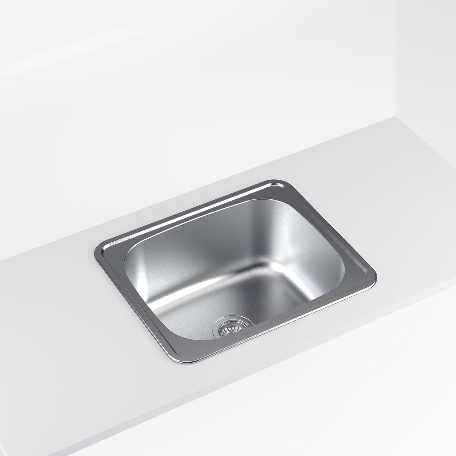 CATA FREGADERO, CSS60-1 | Countertop Sink | Square Container | Ideal for 60cm Furniture, Stainless Steel