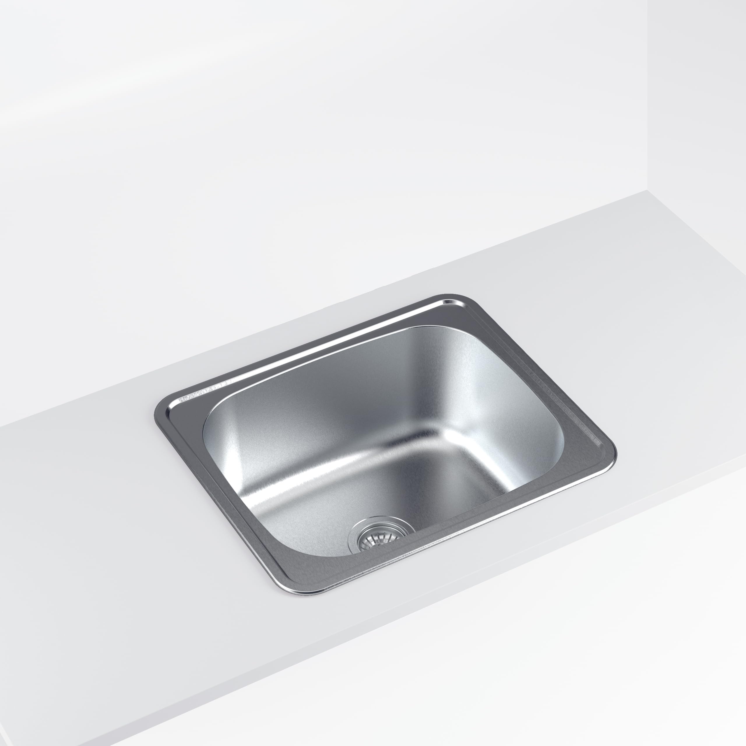 CATA CSS 60-1 Lavello 50,9x40,9 cm Vasca Quadrata con Spessore di 0,07 cm e Profondità di 15 cm Materiale in Acciaio Inossidabile Installazione su Mobili da 60 cm