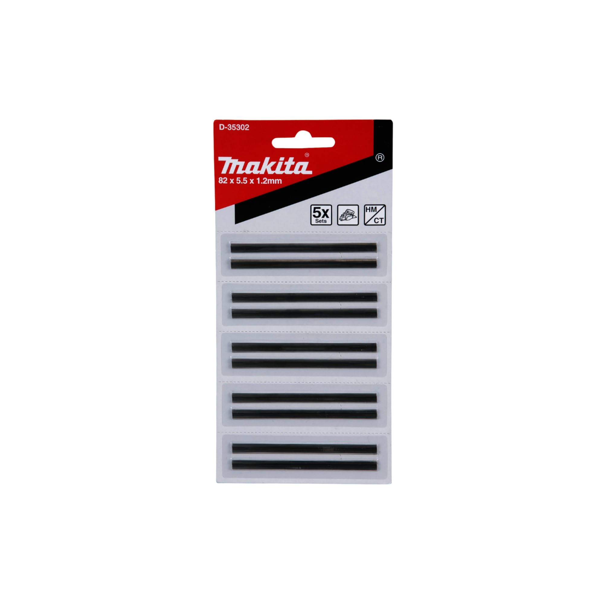 MAKITA D-35302 - Set de 5 paquetes de 2 mini-cuchillas tipo HM de 82 mm para cepillos