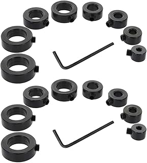 Saipe 2 Set Drill Stop Bit Collar Ring with 2 Allen Wrench, Adjustable Drill Depth Stop Collar Set for Drill Wood (3mm, 4mm, 5mm, 6mm, 8mm, 10mm, 12mm, 16mm Diameter)