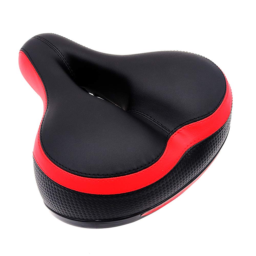 VOANZO Bike Seat Bicycle Saddle, 260x210mm Spring saddle Soft Wide Cushion for MTB Road Gel Comfort Hybrid Cyclists (Red)
