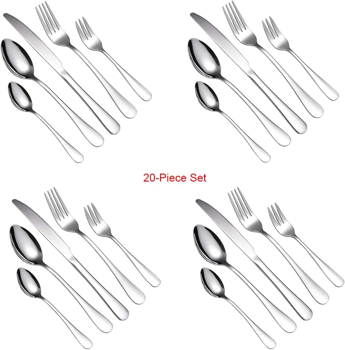 20 Pieces Stainless Steel Flatware Silverware Cutlery Set - Include Knife/Fork/Spoon, Service for 4, Dishwasher Safe