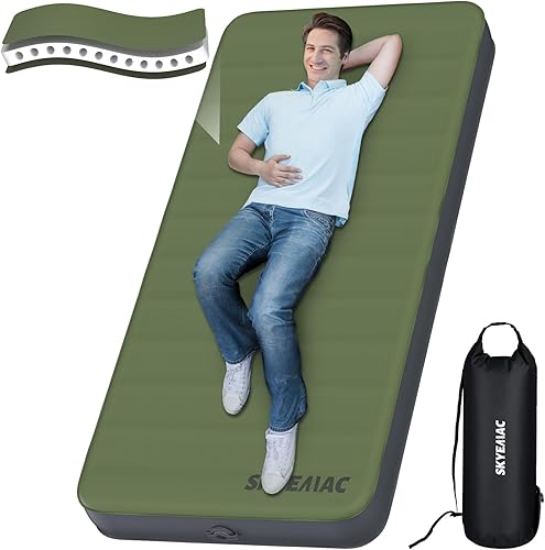 SKYEMAC Colchoneta de dormir autoinflable, colchón de campamento de aire con espuma viscoelástica de 78 x 28.5 x 4 pulgadas para cama, tienda de SKYEMAC Colchoneta de dormir autoinflable, colchón de campamento de aire con espuma viscoelástica de 78 x 28.5 x 4 pulgadas para cama, tienda de