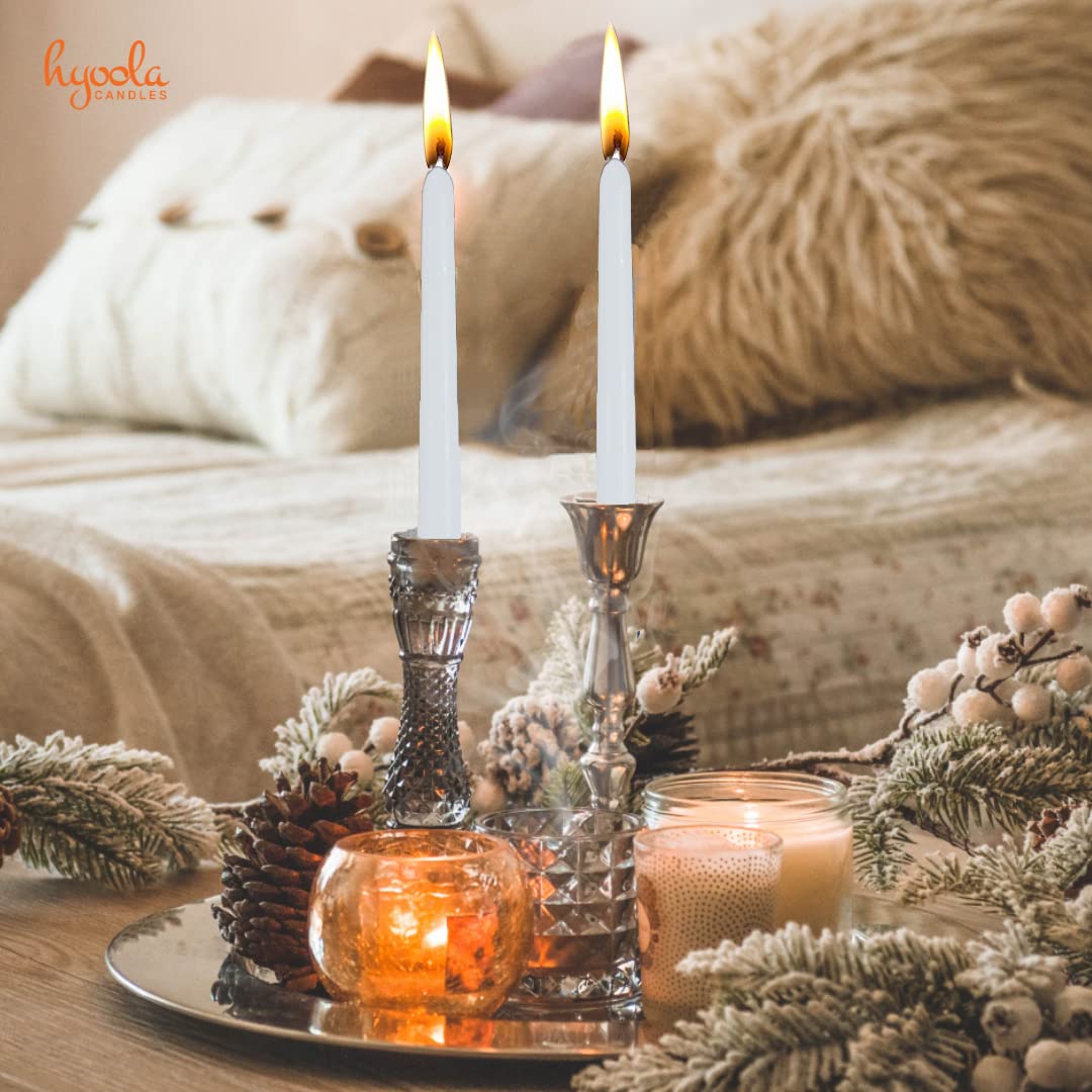 Hyoola Candele Lunghe a Cono 50 cm - Candele Coniche Senza Profumo Antigoccia - Candele Bianche - Candele Lunga Durata 18 ore - Set Candele Affusolate da 8