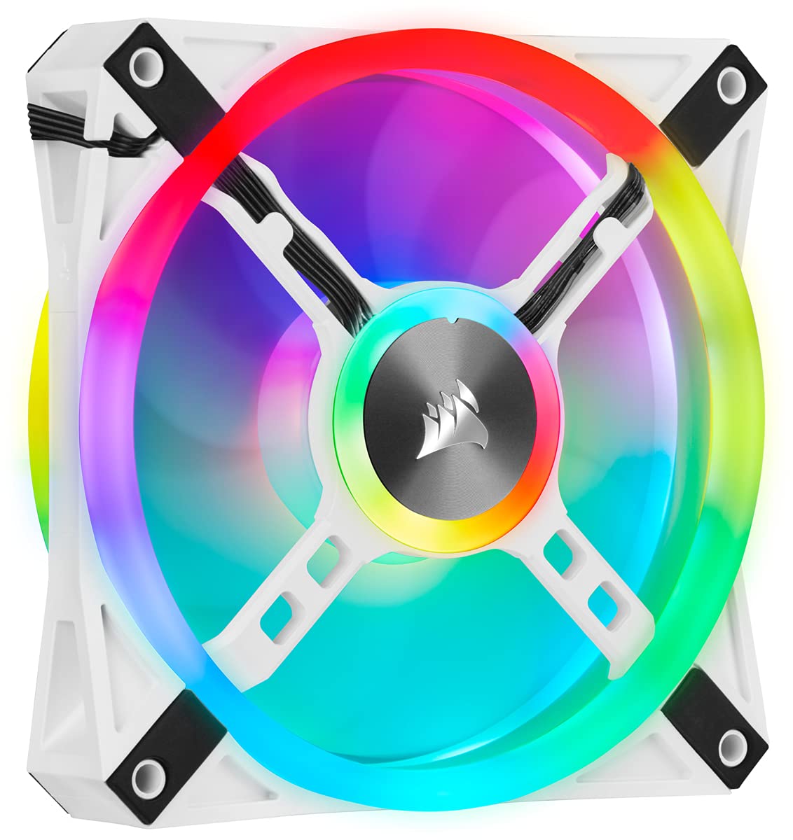 Zestaw trzech wentylatorów RGB CORSAIR iCUE QL120 RGB PWM 120 mm White z kontrolerem Lighting Node CORE