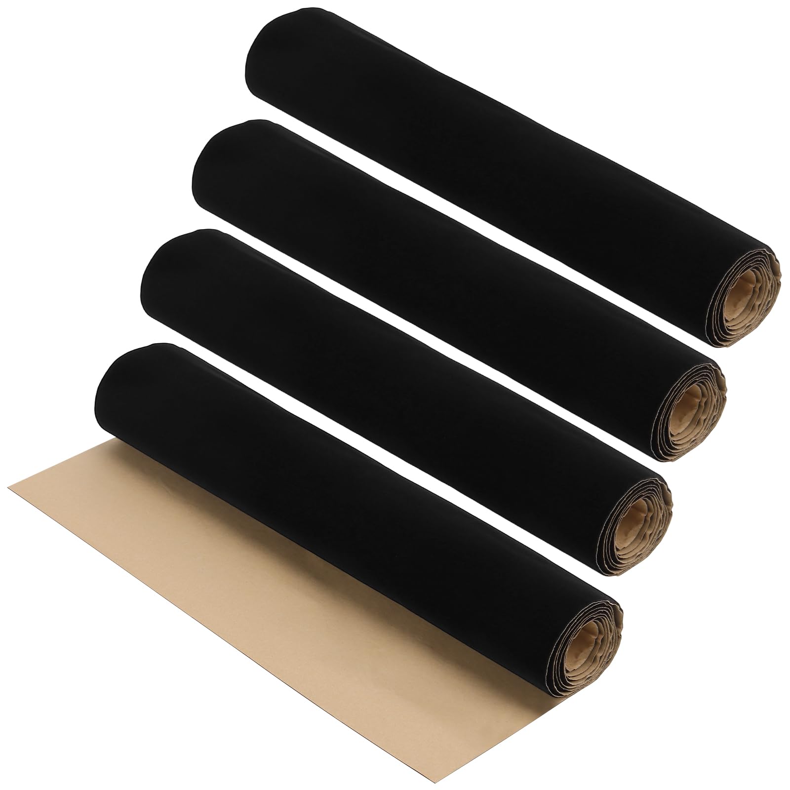 PINGEUI 4 Rolls Black Felt Fabric Roll, 40x148cm Self Adhesive Felt, Flocking Sticky Back Felts for Jewelry Box Drawer Craft Projects Making, 0.5mm Thickness