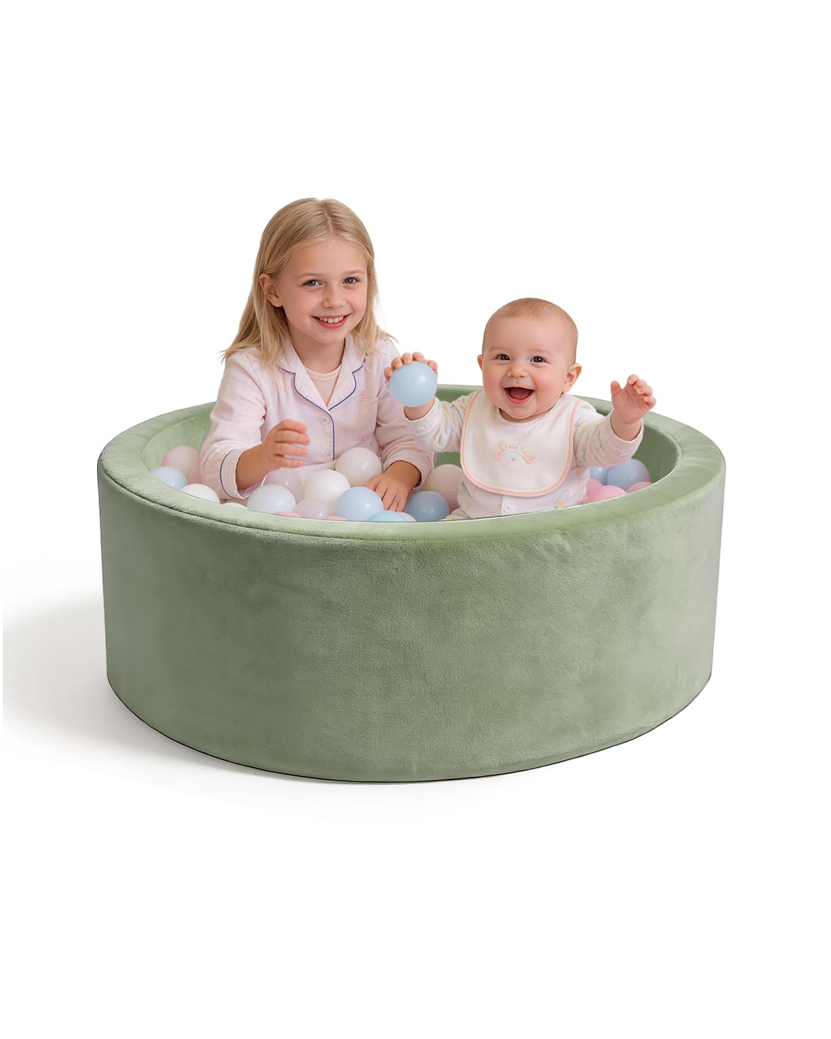 Piscine à Balles pour Bébé, Bac à Balles Rond en Mousse 90 x 30 cm, Vert