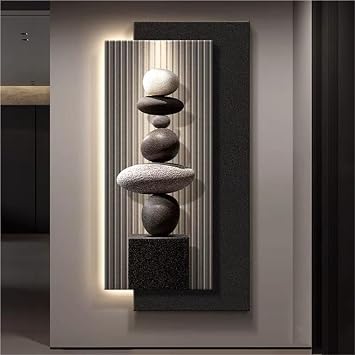YUAFVSI Wall Art Decor with Led Light, 3D Vision Wall Painting, Stylish Wall Sculpture Painting Decoration, Plug-in Power Supply Landscape Wall Sculptures for Living Room, Bedroom C, 55.1x27.6in