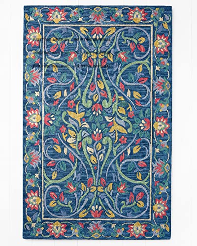 Image of Modern Floral Hand Tufted Loop Pile Carpet for Living Room & Bedroom Green & Multi Colour 12x16 Feet Carpet