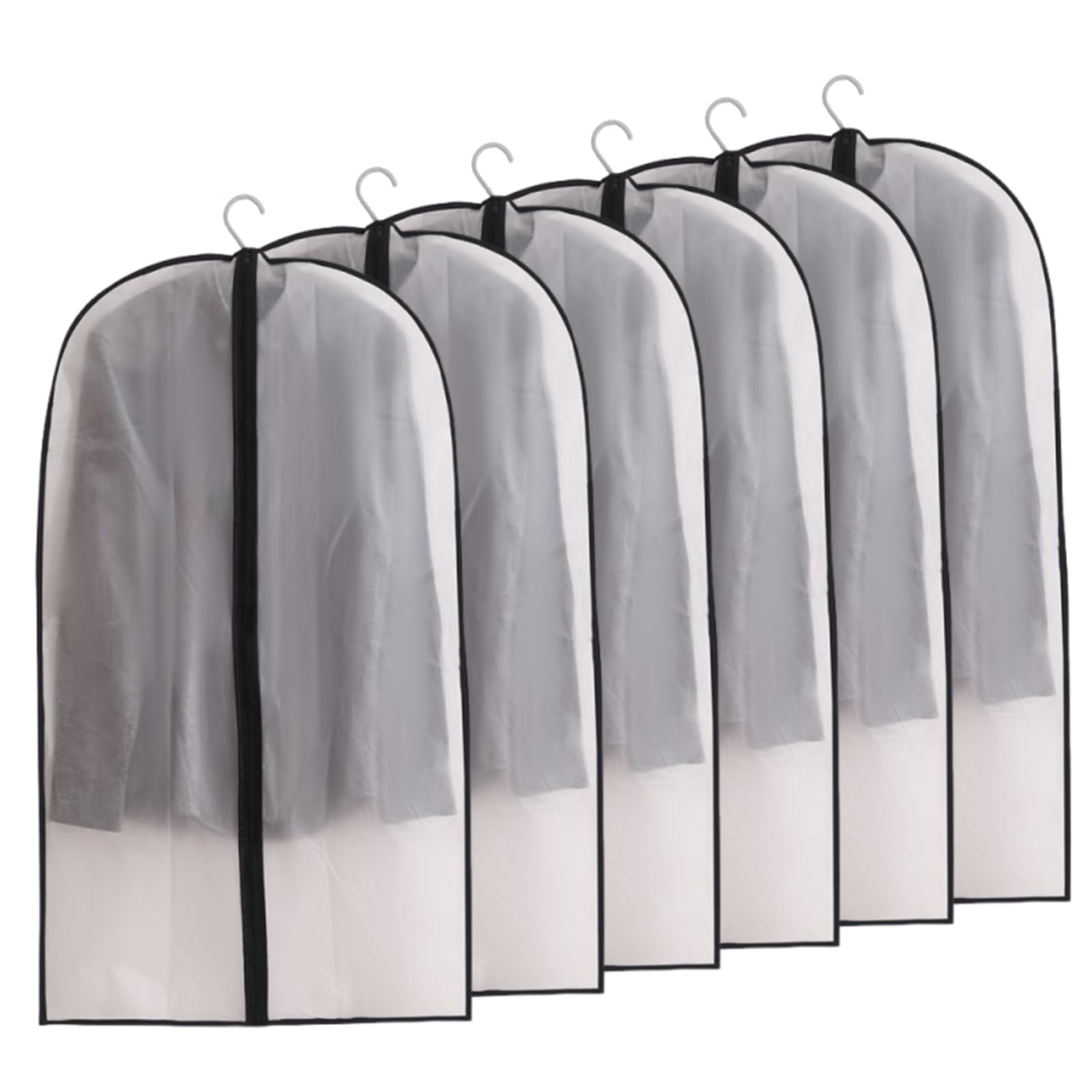 6 Pack Garment Bags | Translucent, Waterproof Suit Covers | Dust & Moth Proof for Storage,60x100cm(24x40in) (6)