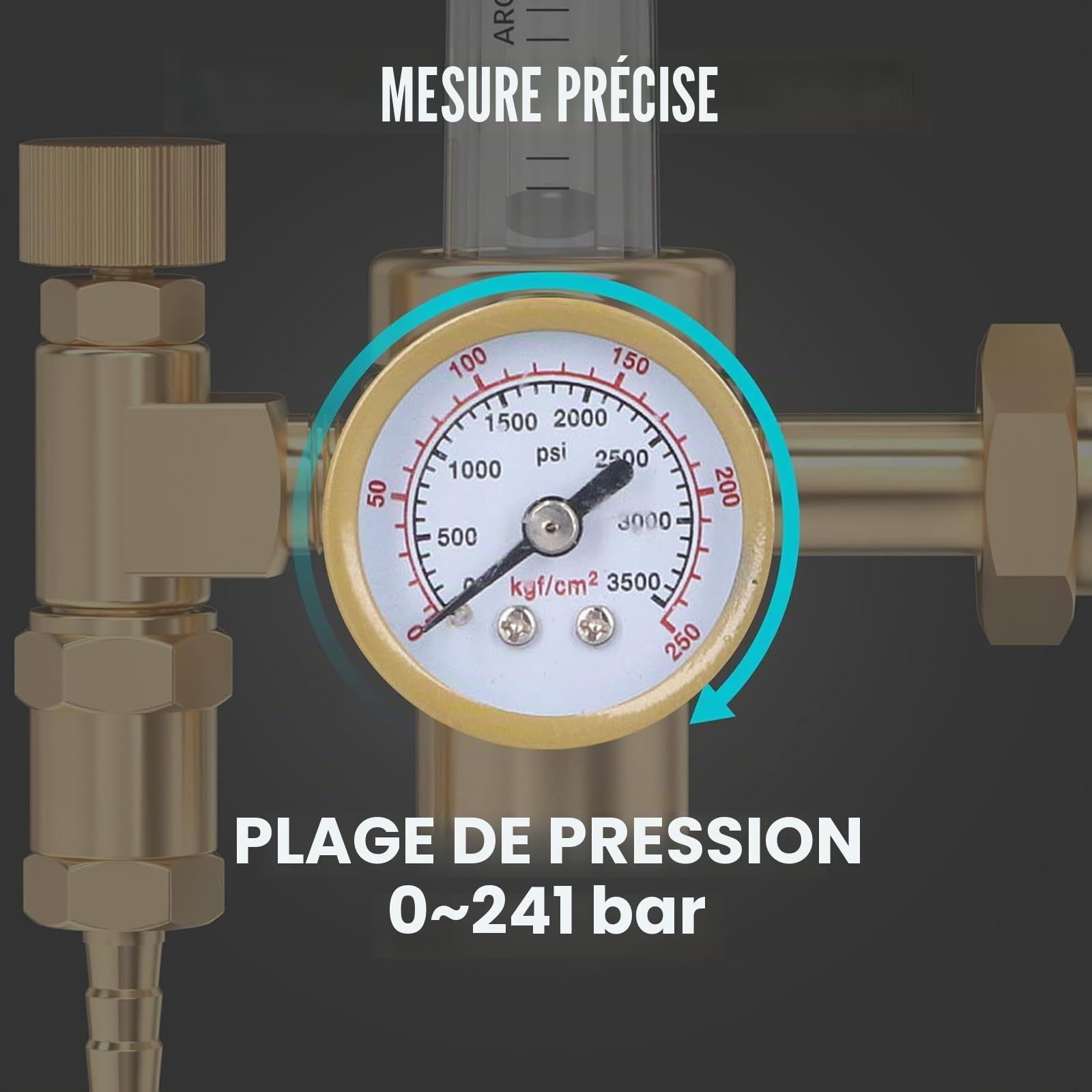 Argon CO2 Régulateur De Pression, Argon Détendeur Gaz Reducteur De Pression Argon Débitmètre Régulateur De Gaz Laiton Manomètre Régulateur De Pression D'argon Pour MIG TIG Soudage