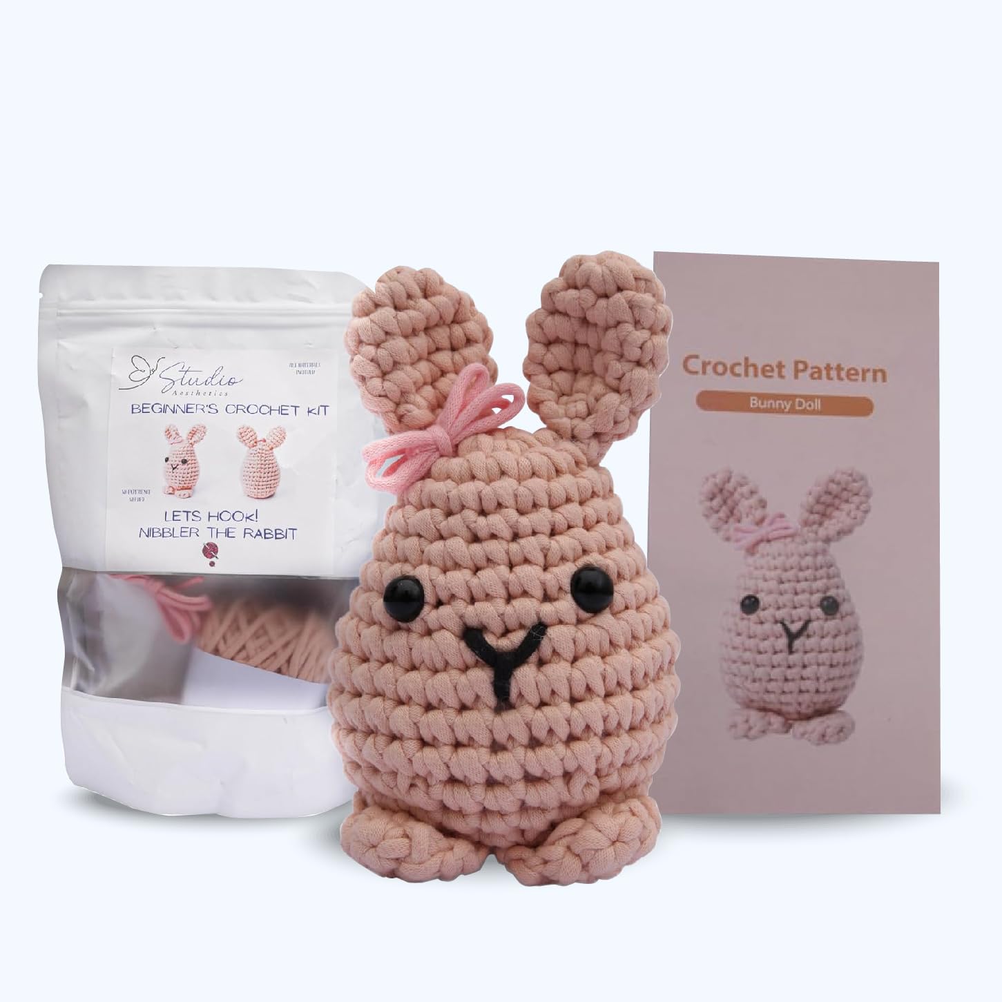 Studio Sells Crochet kit for Beginners, Crochet Set Includes Crochet Yarn, Stitch Marker and Crochet Hook Set, Bunny Knitting Kit for Beginners Adults, DIY Knitting & Crochet Supplies