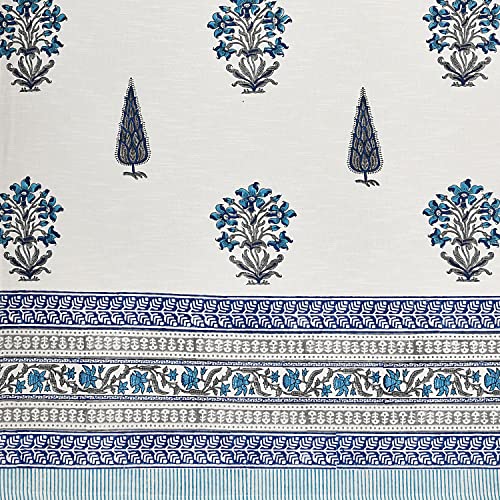 Image of BLOCKS OF INDIA Hand Block Printed Cotton Linen Daylight Door Curtain (Style 3, 7 Feetsemi Sheer, Grommet, Multicolor)