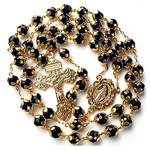 elegantmedical Agate Beads Rosary Italy Pardon Cross catholic necklace Mens/Womes Gift