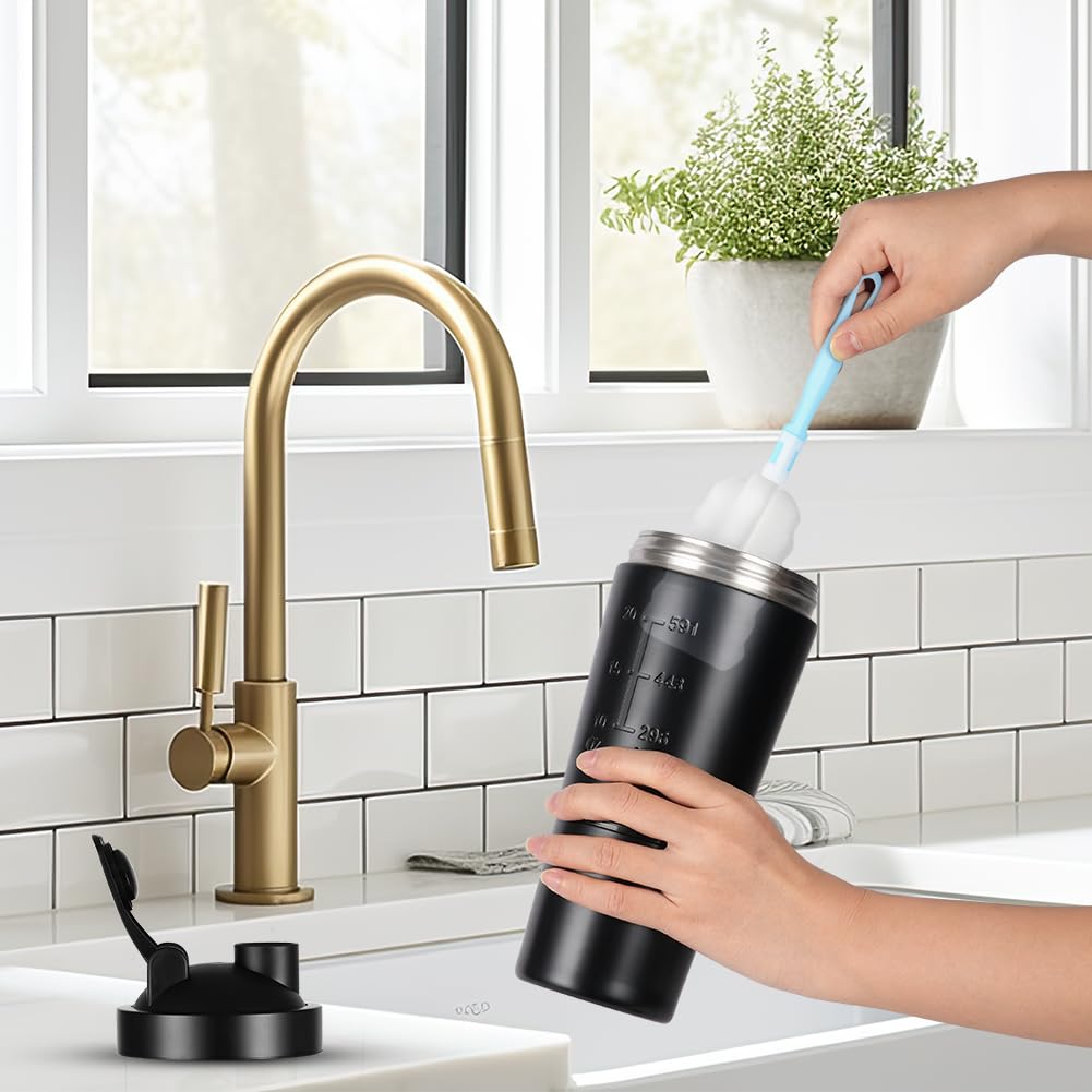 ACWOO Shaker per Proteine in Acciaio Inox Bottiglia, 700 + 200 ML Shaker Steel con Scomparto per Polvere e Miscelatore Sfera, per Bevande Proteiche per Gli Appassionati di Sport All'aria Aperta