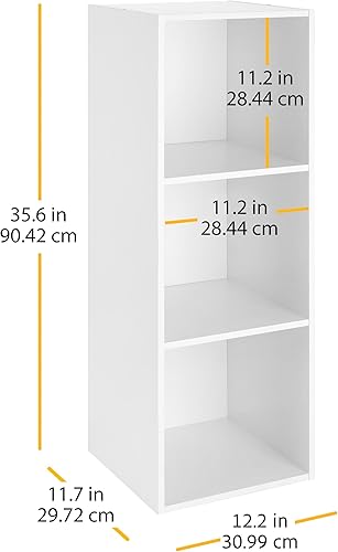 Miniatura 3 de Whitmor Organizador de almacenamiento de 3 cubos, estantería apilable de madera MDF de 3 niveles, estantería de almacenamiento abierto, gabinete de
