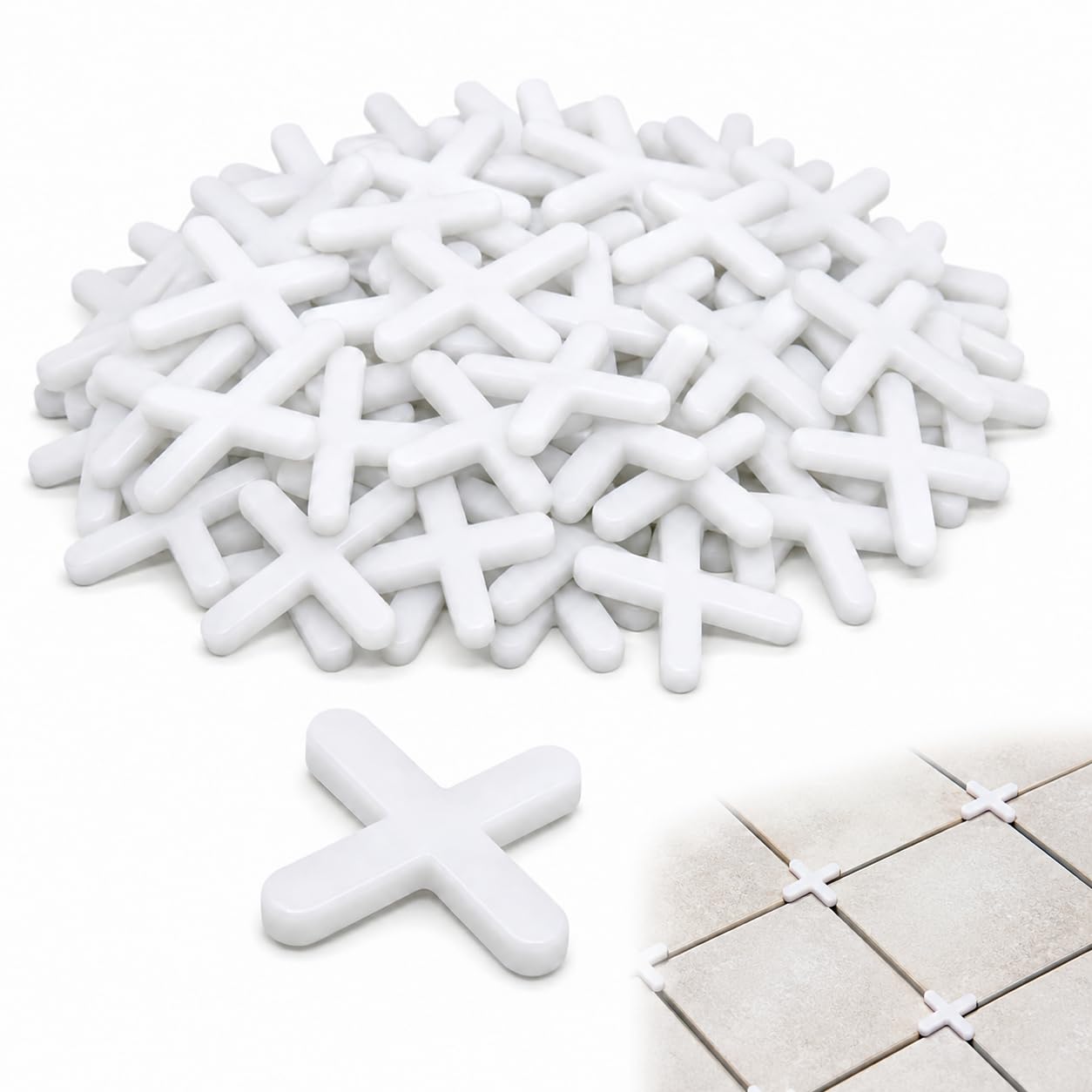 500PCS Tile Spacers, 5mm Plastic Cross Shaped Gasket, Spacers Tiling Tools for Ceramic Porcelain Installation, Adjustable Wall Floor Tiles Plastic Cross Spacers for DIY Renovation, Bathroom Kitchen P