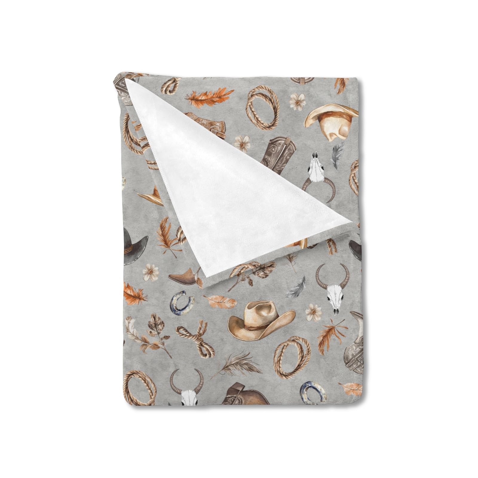 Cowboy Life Baby Blanket for Boy Girl Retro Cowboy Hats Boots Horse Cow Skull Soft Swaddle Blanket Country Western Flannel Receiving Blanket Newborn Toddler Nursery Crib Bed Blanket Playmat 30x40