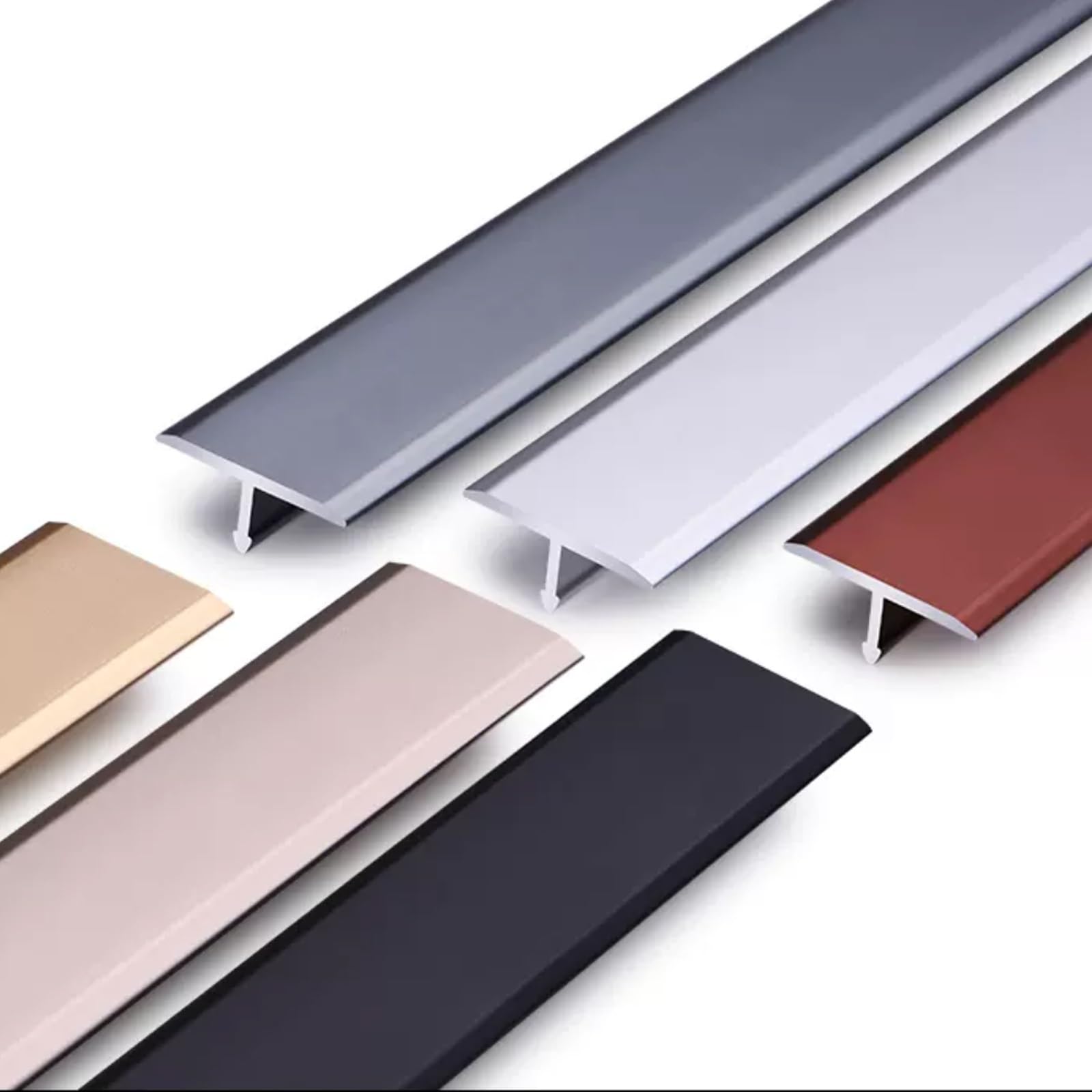 Perfil de transición de aluminio reforzado en forma de T for suelos - Moldura for borde de puerta en cocina/dormitorio/baño, cubierta de huecos duradera(Black,90 x 90 cm (Pack of 1))