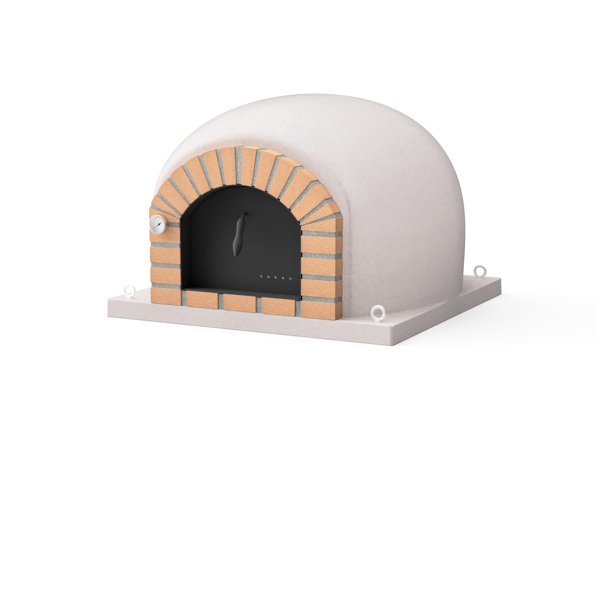 MOVELAR - Horno de Leña Exterior de Obra STROMBOLI (Blanco - 80 x 80 x 72 cm) - Horno compacto de obra para jardín, cocción con leña, aislado con corcho y 3 mantas cerámicas - REF: 7017
