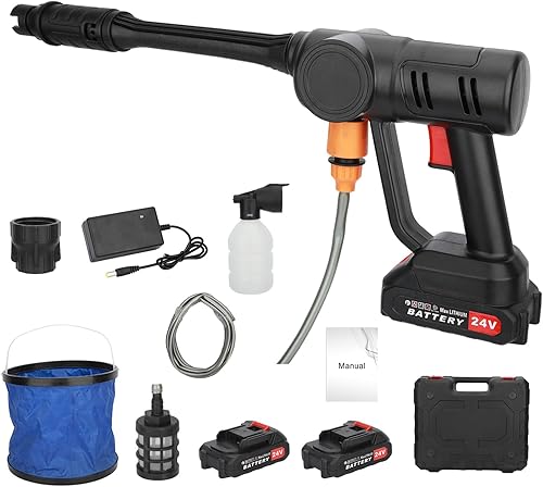 Lavadora eléctrica inalámbrica, lavadora eléctrica inalámbrica portátil de 21 V, 725 PSI, lavadora a presión a batería con boquilla ajustable, 2