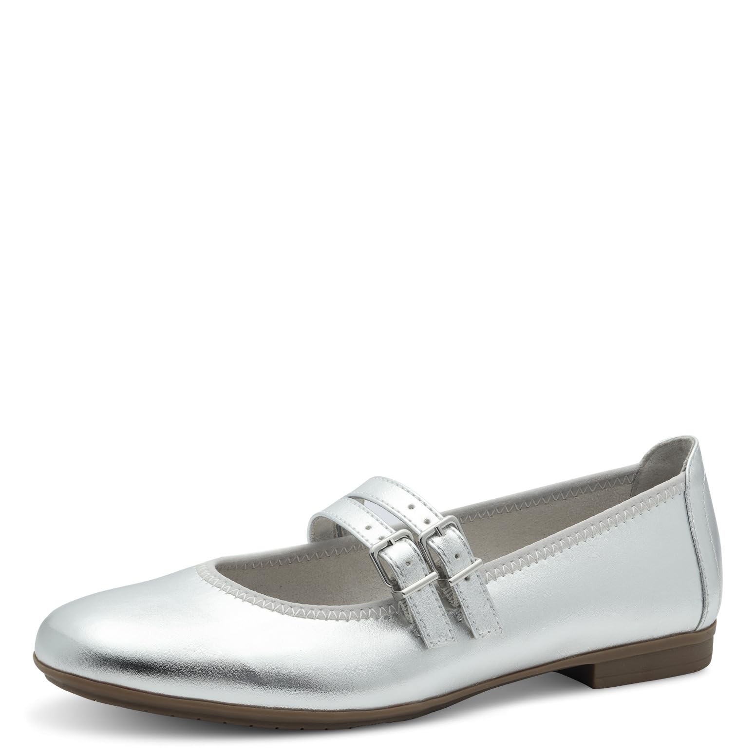 Jana Women’s Ballerinas with Strap Vegan, Silver, 5 UK