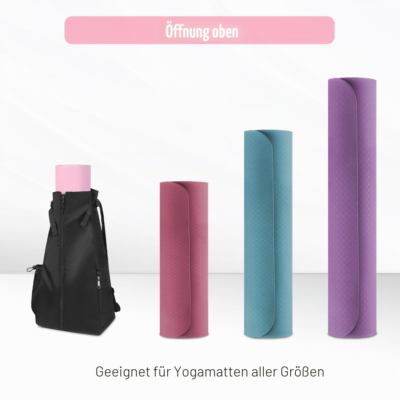 WOMACO Yogamatten-Tasche, verstellbare Yogamatblöcke, Träger mit Rucksackgurten und Seitentaschen, Top-Öffnung, Yoga-Rucksack für Yoga-Zubehör