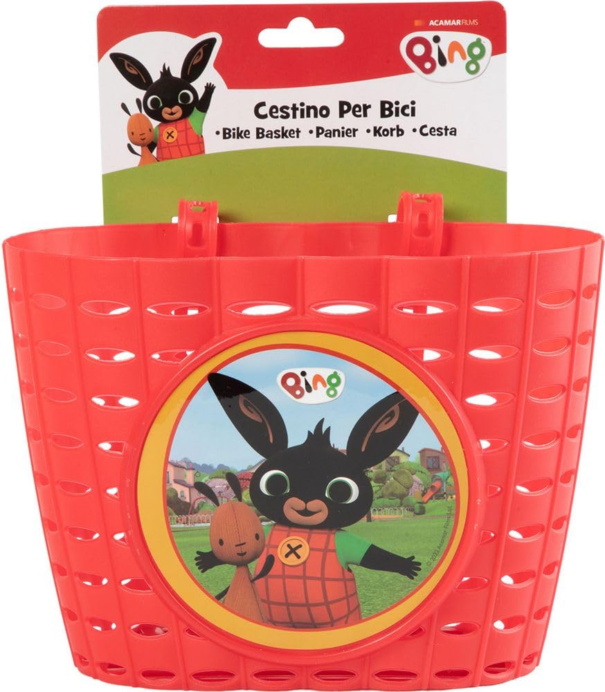 Cestino portaoggetti ciclo bambino unisex con coniglietto Bing rosso per bicicletta