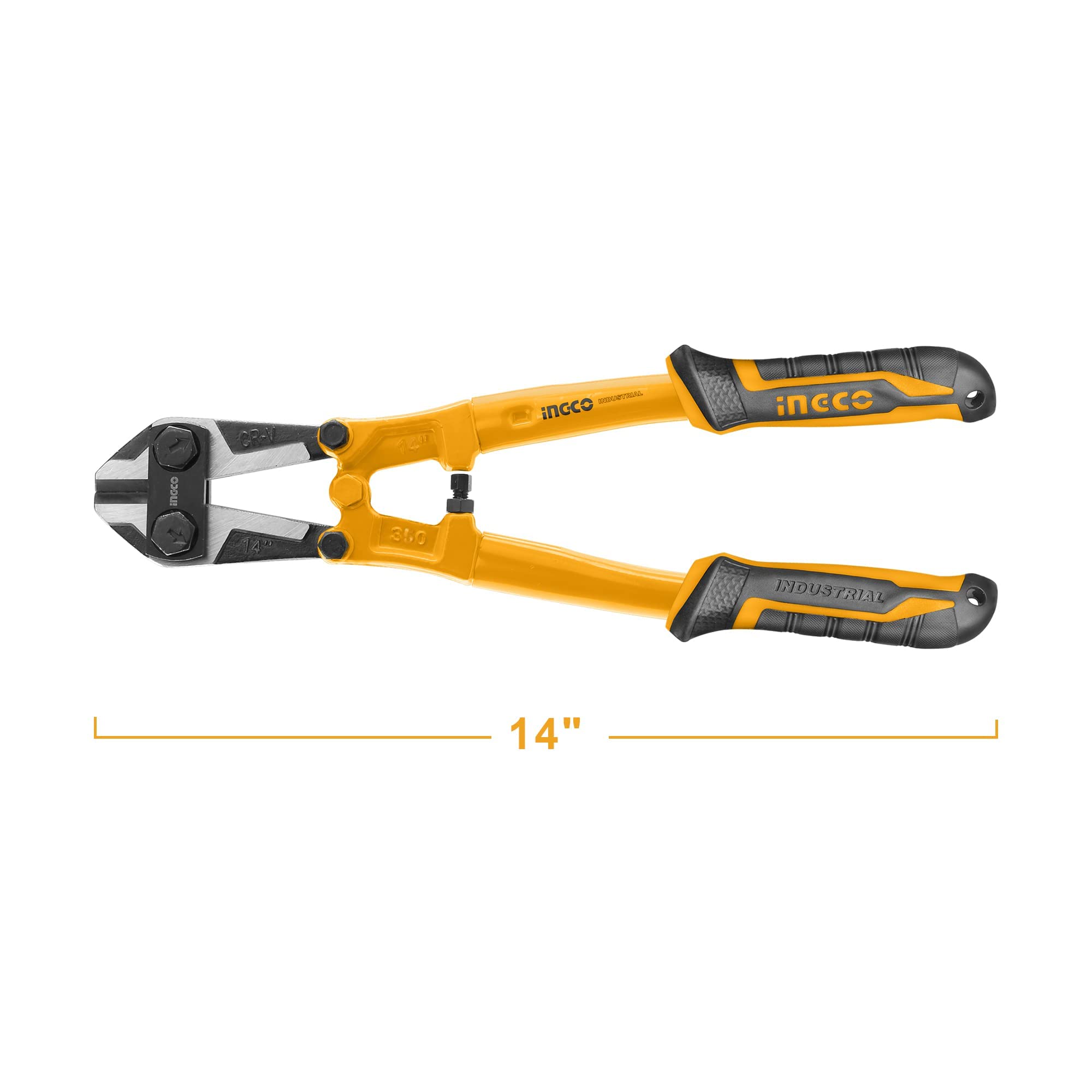 INGCO Bolt Cutter, CR-V Mini Bolt and Wire Cutter 14", Easily Cut Locks, Cable, Chain, Spring Snips Clippers, with Soft Rubber Handle 1